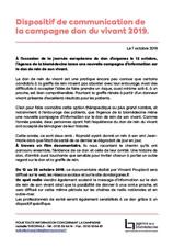 Dispositif de communication de la campagne don du vivant 2019